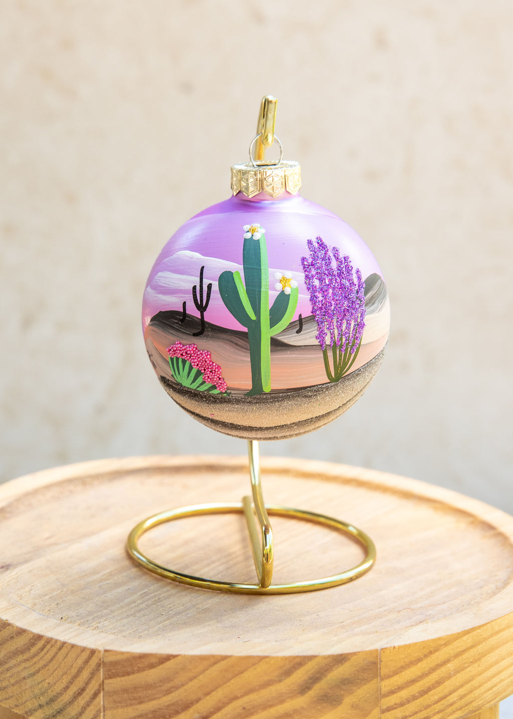 Desert Lavender Hand Painted glass ornament by Brenda