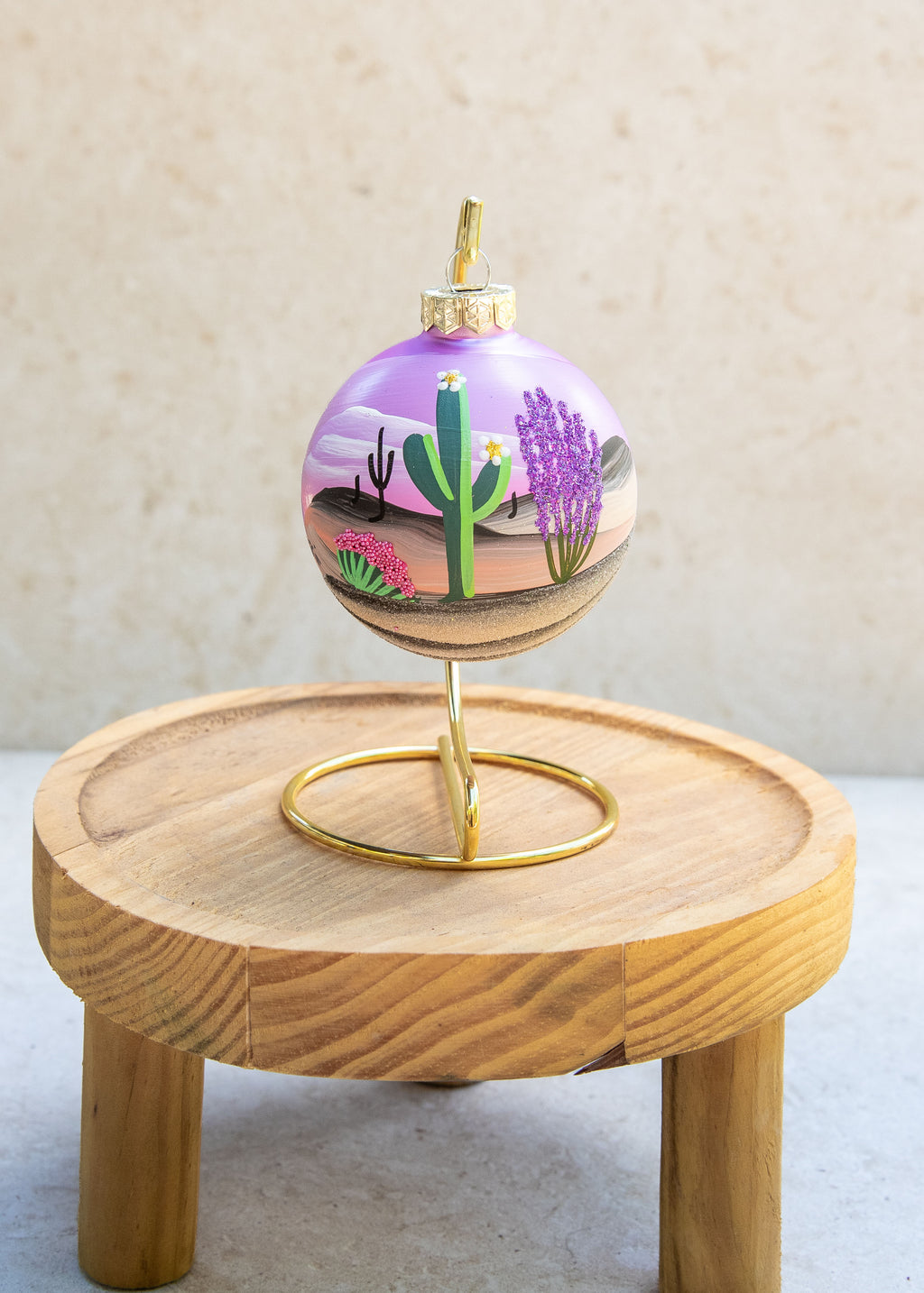 Desert Lavender Hand Painted glass ornament by Brenda