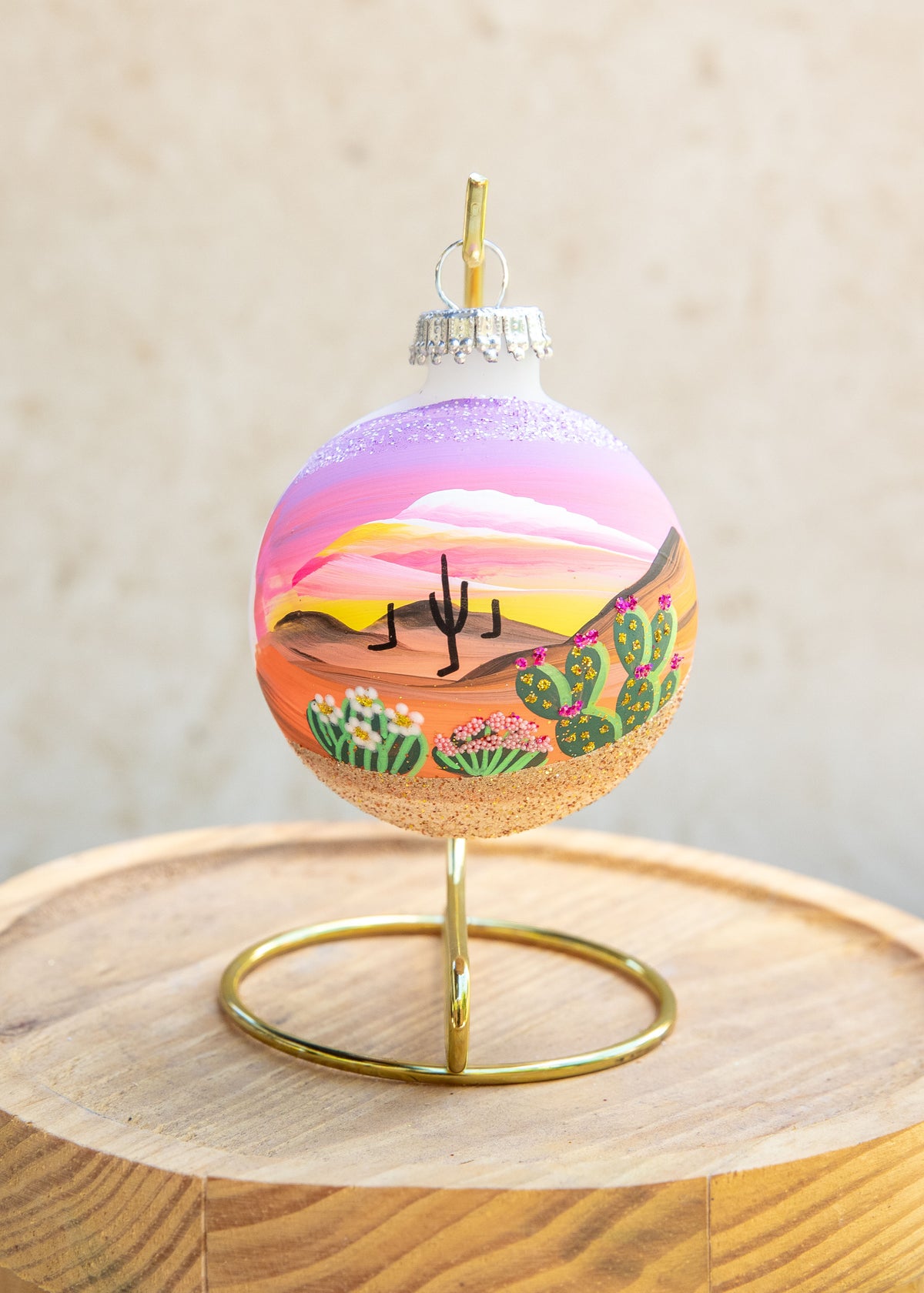 Arizona in Bloom Hand Painted glass ornament by Brenda
