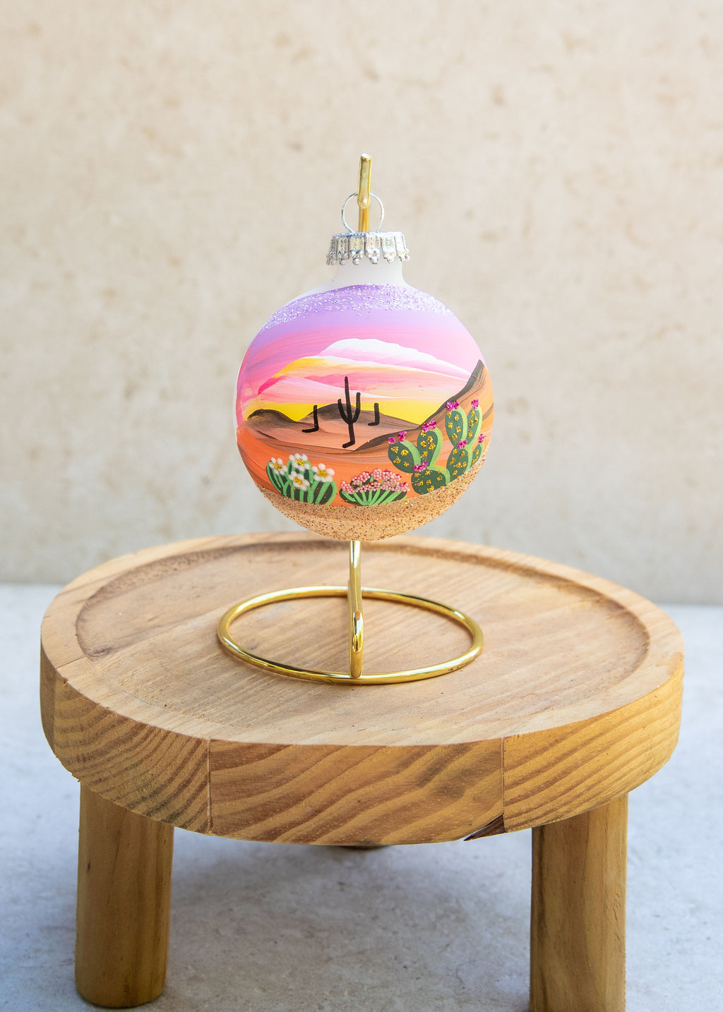 Arizona in Bloom Hand Painted glass ornament by Brenda