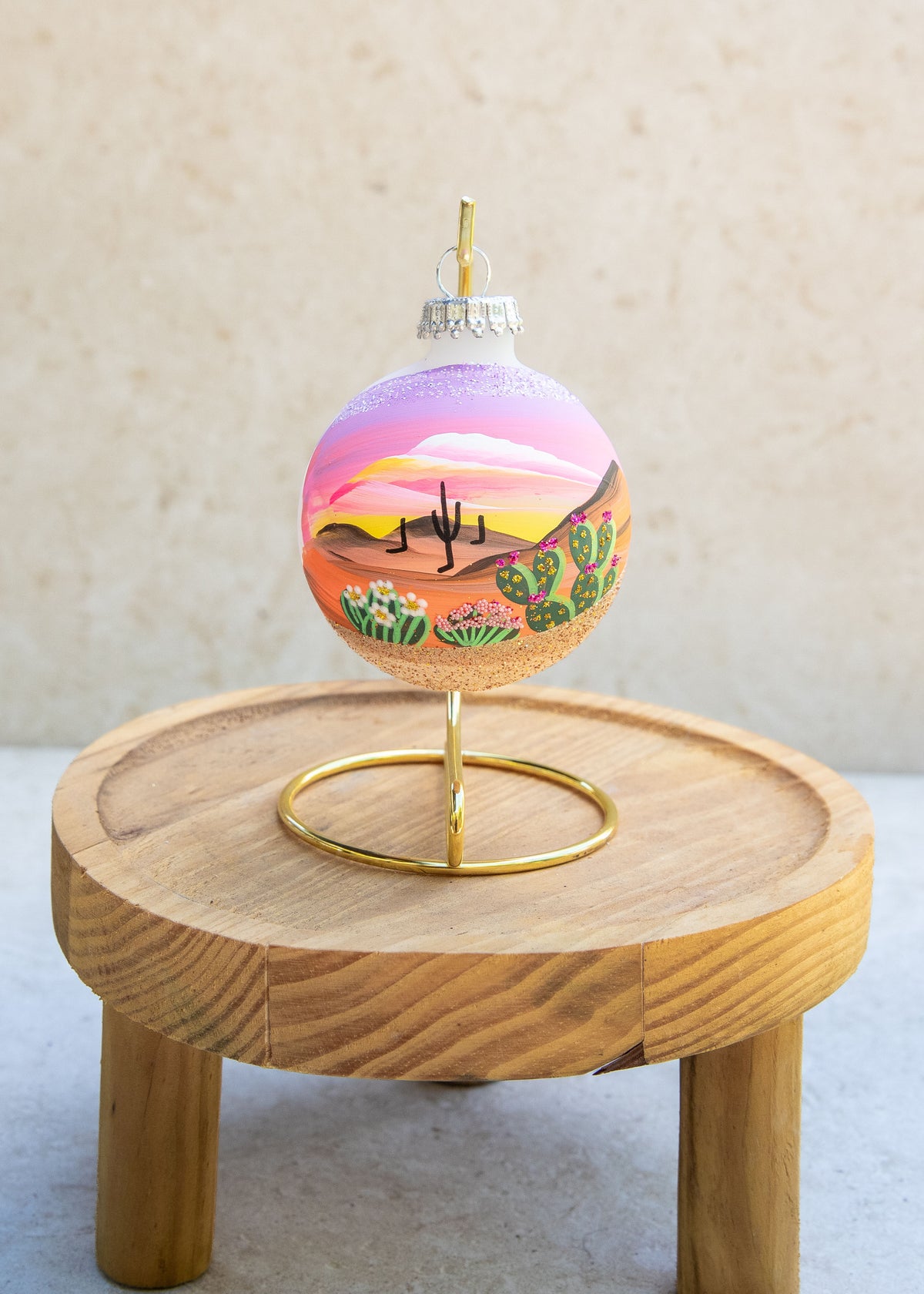 Arizona in Bloom Hand Painted glass ornament by Brenda