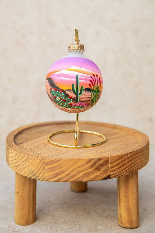 Arizona in Bloom Hand Painted glass ornament by Brenda