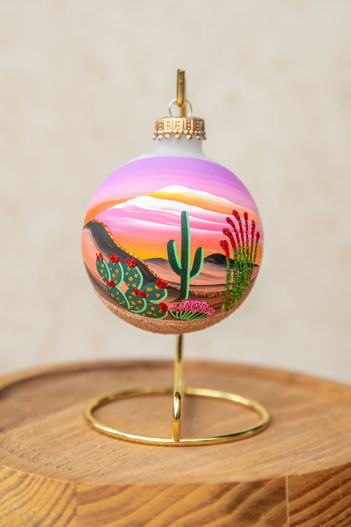 Arizona in Bloom Hand Painted glass ornament by Brenda