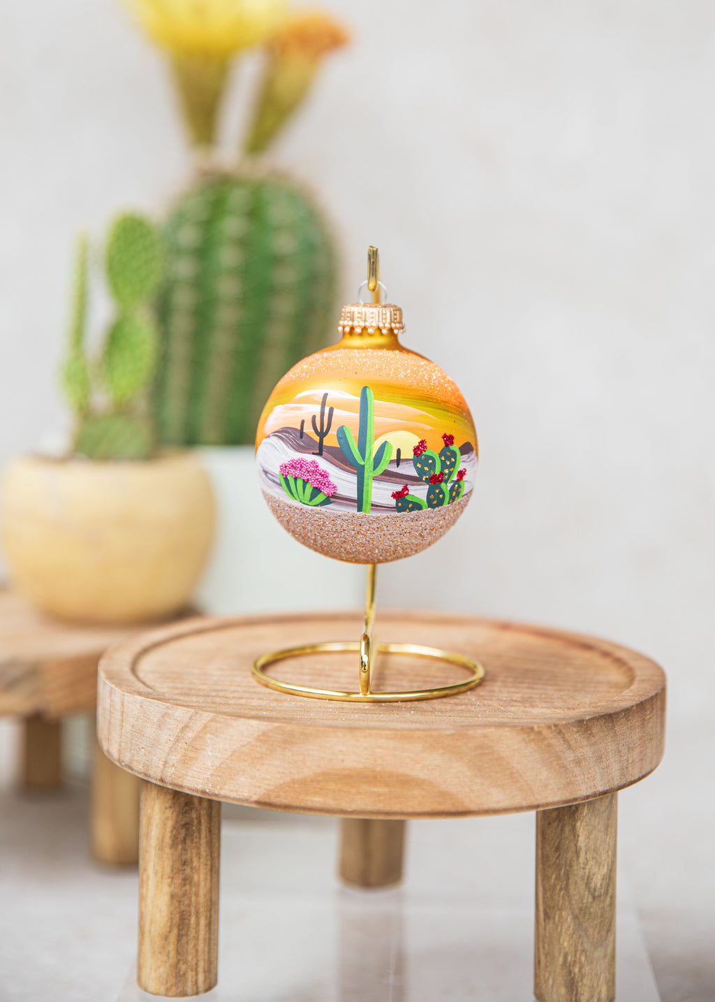 Arizona Sunrise Hand Painted glass ornament by Brenda
