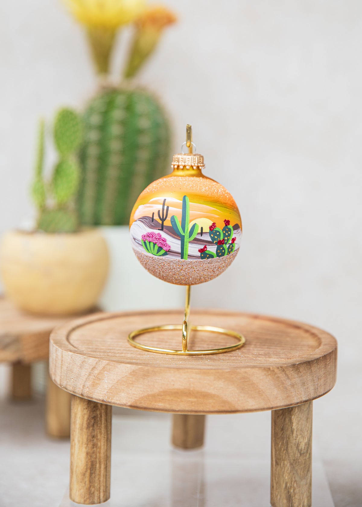 Arizona Sunrise Hand Painted glass ornament by Brenda