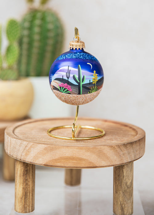 Arizona Moonlight Hand Painted glass ornament by Brenda