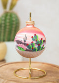 Prickly Pear Cactus Hand Painted glass ornament by Brenda