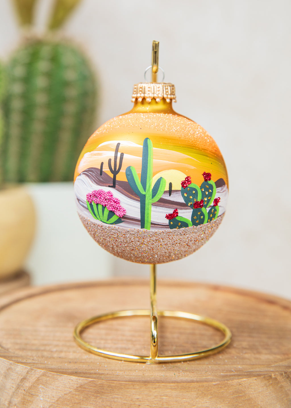 Arizona Sunrise Hand Painted glass ornament by Brenda