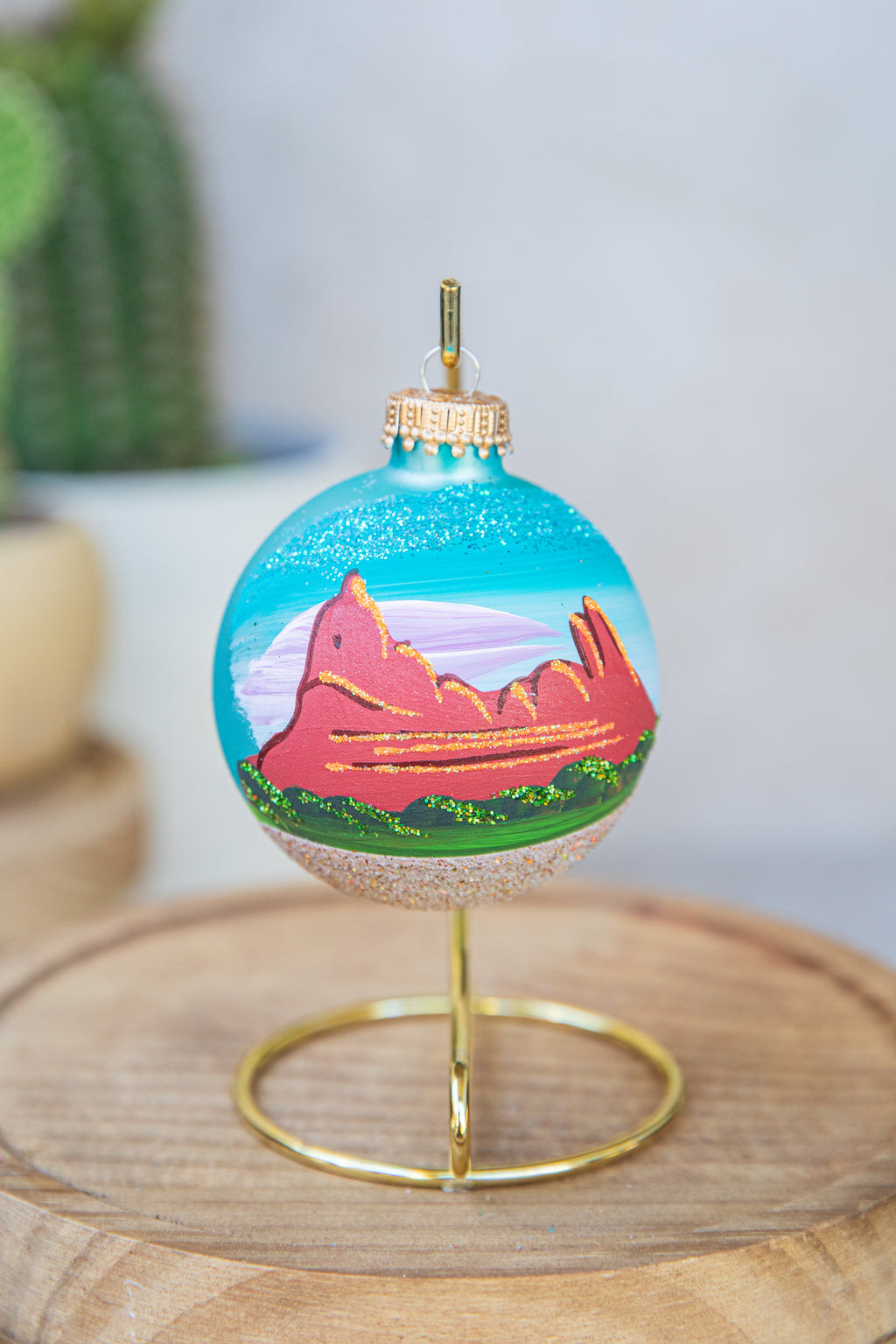 Sedona Snoopy Rock Hand Painted glass ornament by Brenda
