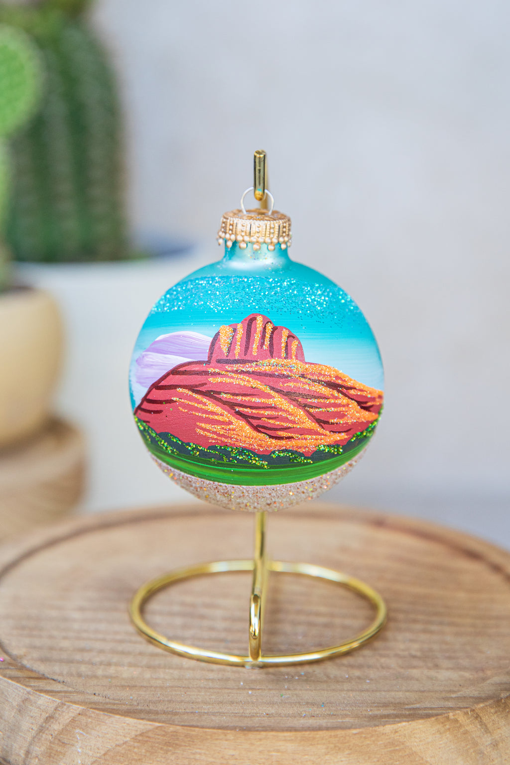 Sedona Bell Rock Hand Painted glass ornament by Brenda