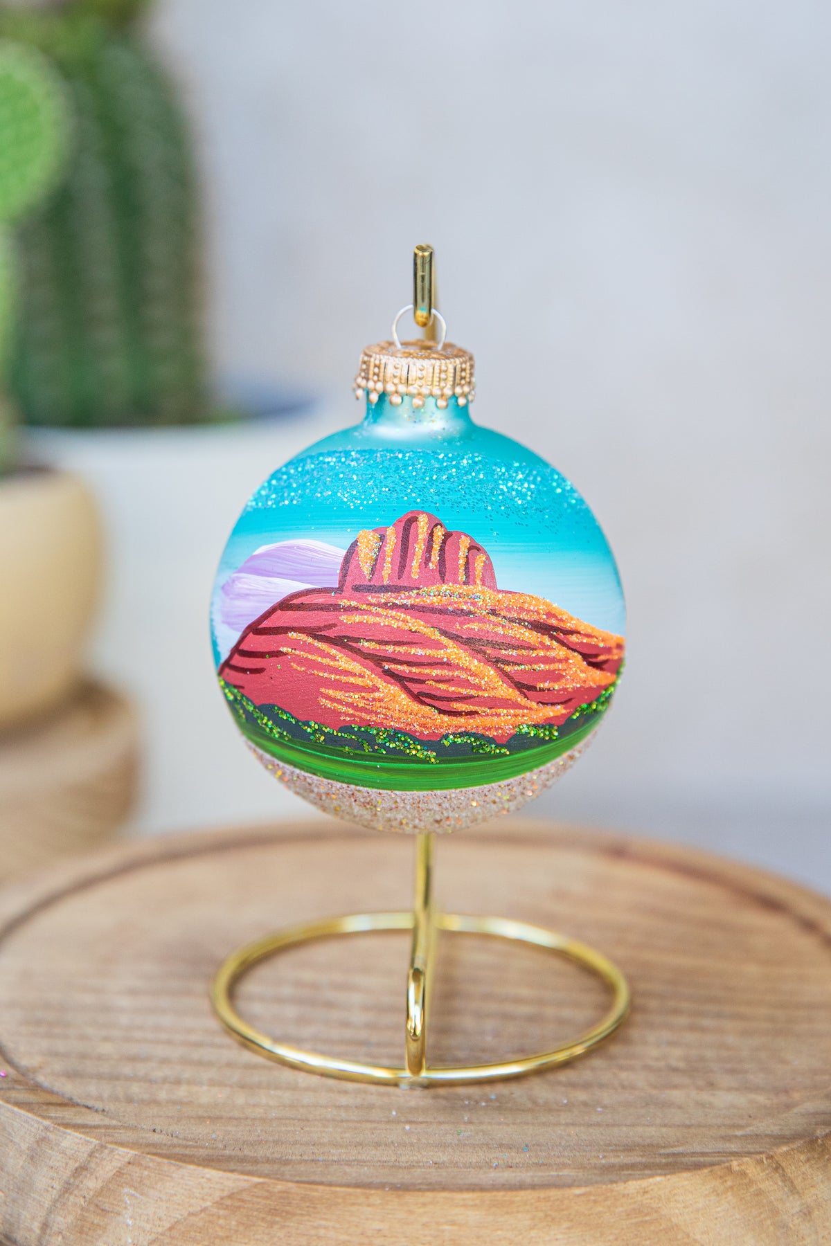 Sedona Bell Rock Hand Painted glass ornament by Brenda