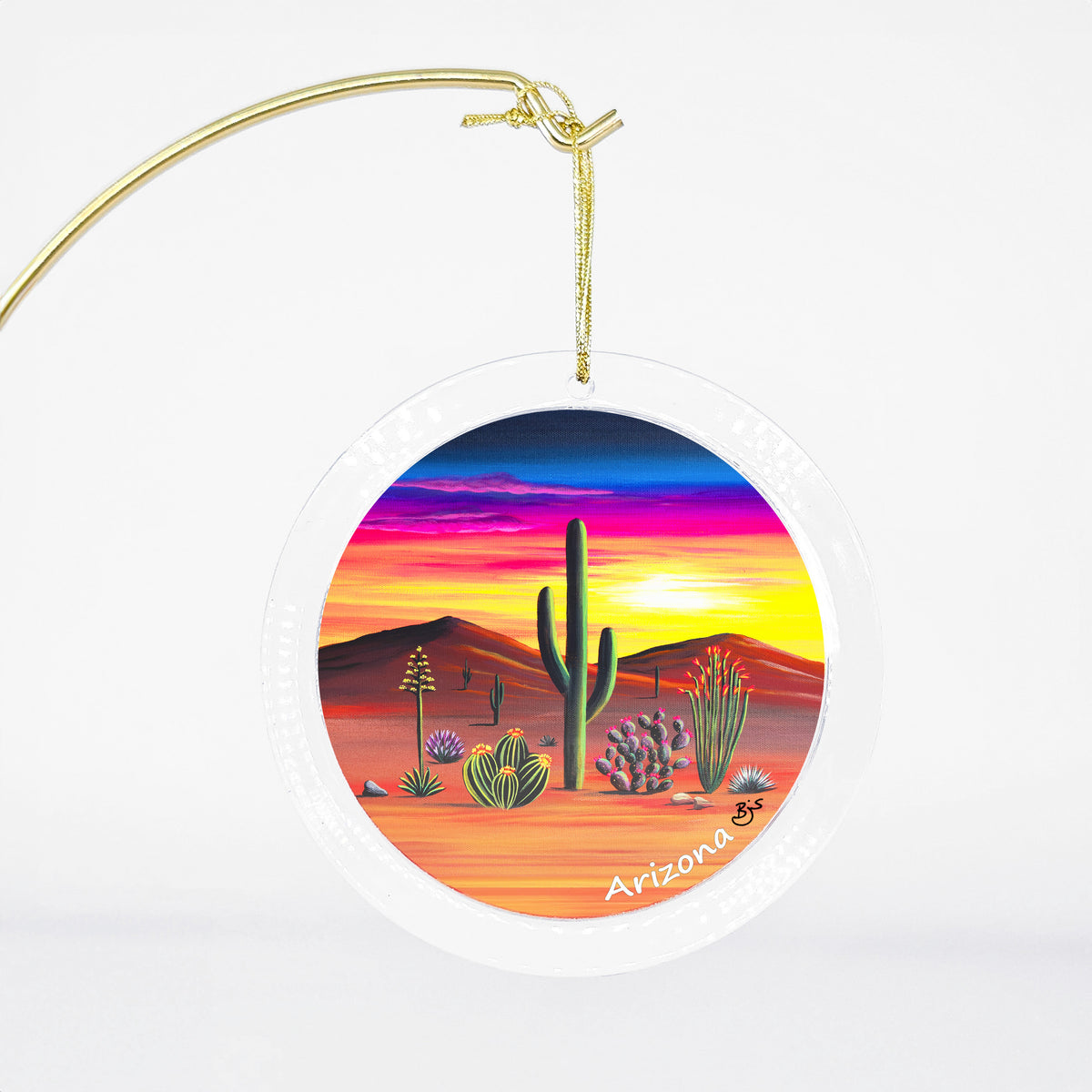 Sunset in Bloom clear acrylic art ornament by Brenda