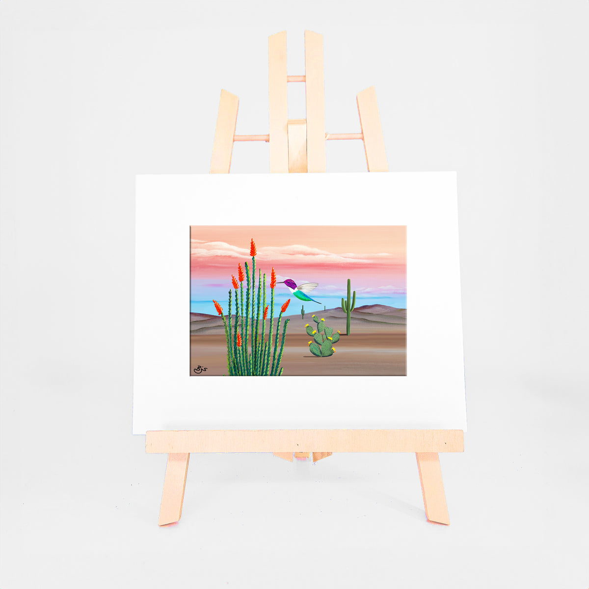 Hummingbird matted 5x7 art print by Brenda