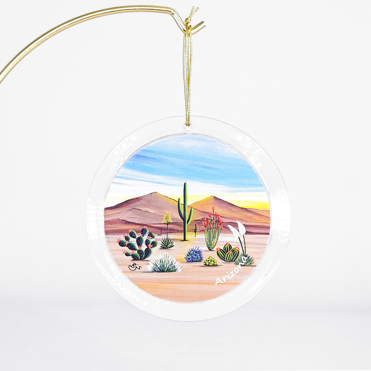 Desert in Bloom clear acrylic art ornament by Brenda
