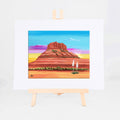 Bell Rock, Brenda's painting of Sedona's Bell Rock framed by red rock layers and blooming yucca, shown as a matted 8x10 art print