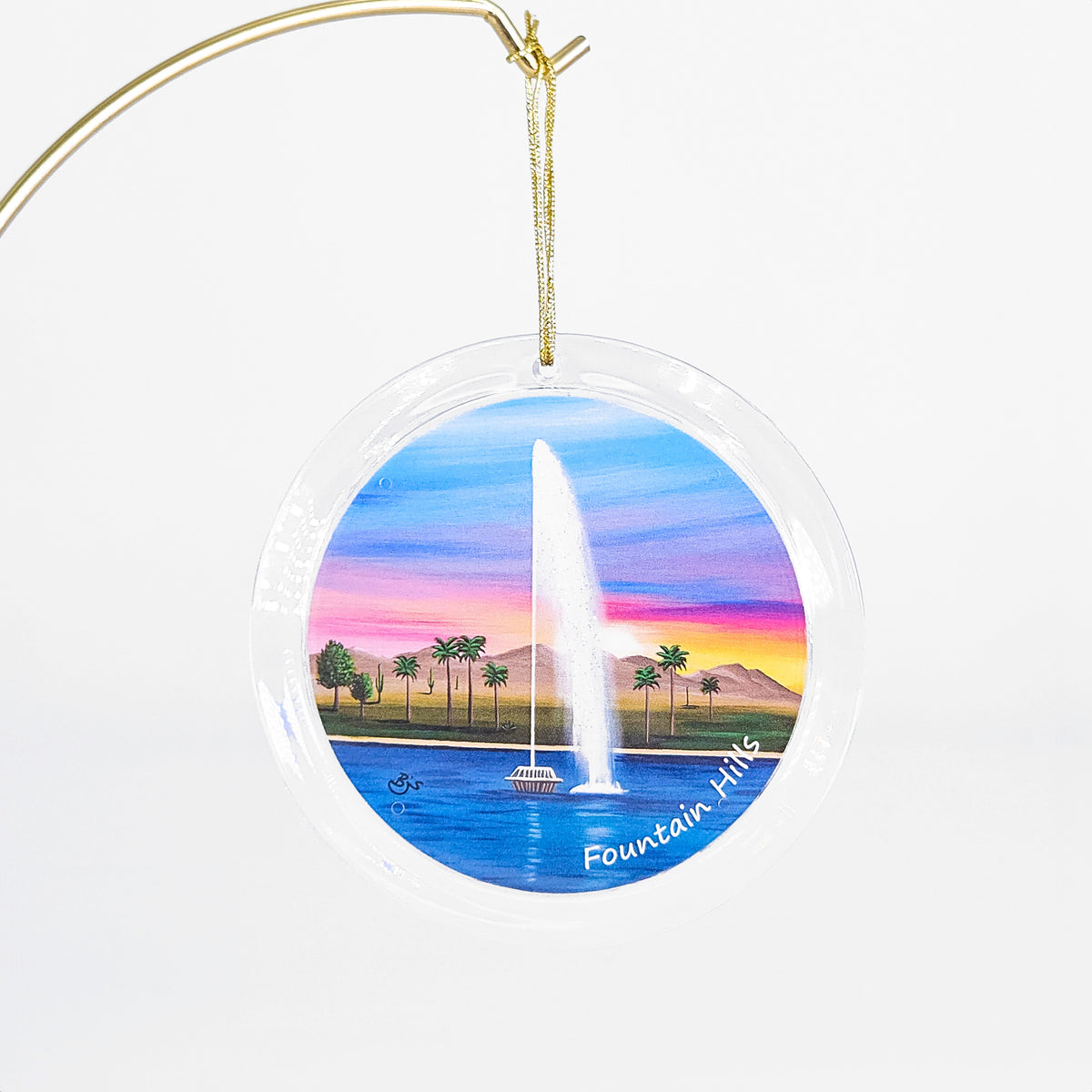 Fountain Hills clear acrylic art ornament by Brenda