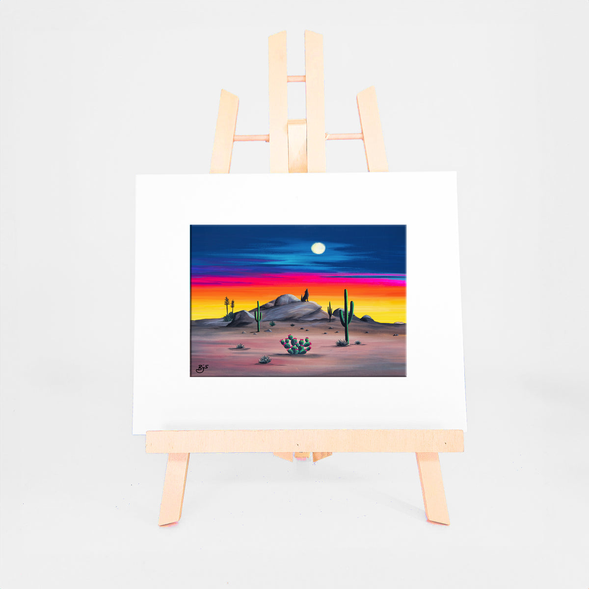 Howlin' Coyote matted 5x7 art print by Brenda