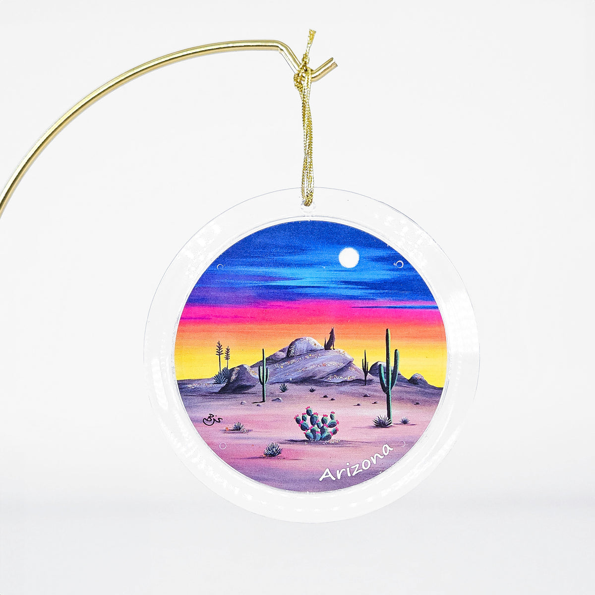 Howlin' Coyote clear acrylic art ornament by Brenda