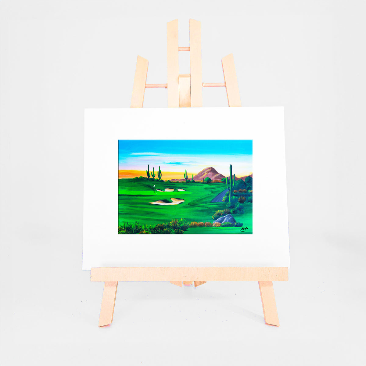 Desert Golf matted 5x7 art print by Brenda