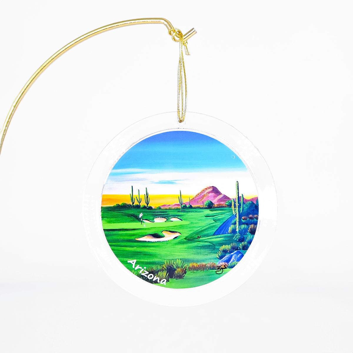 Desert Golf clear acrylic art ornament by Brenda