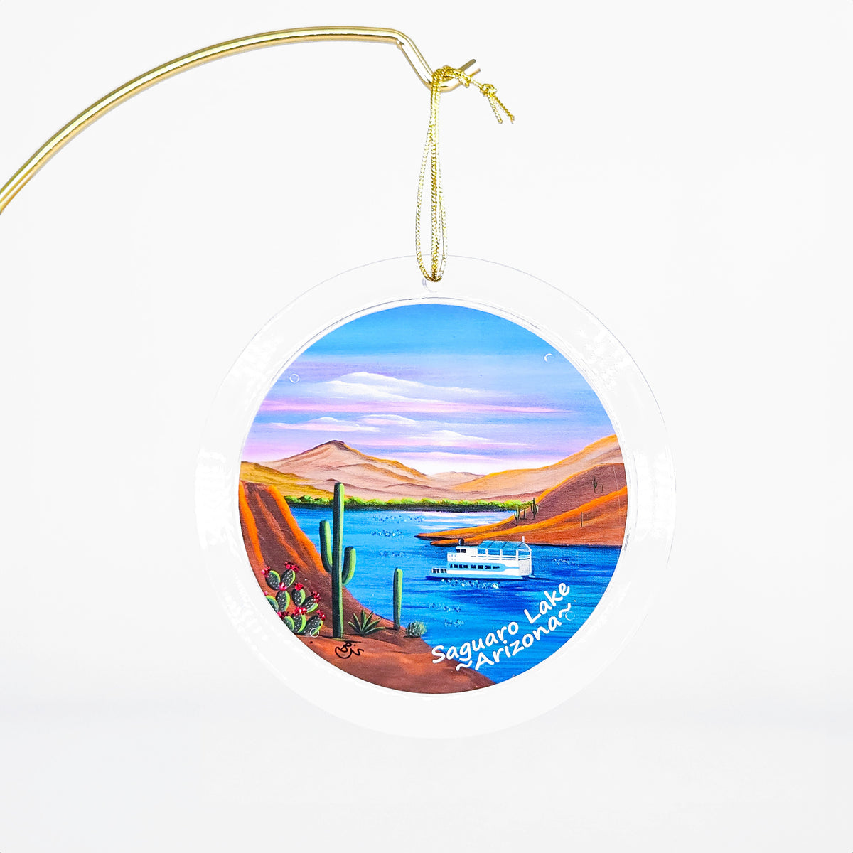 Saguaro Lake clear acrylic art ornament by Brenda