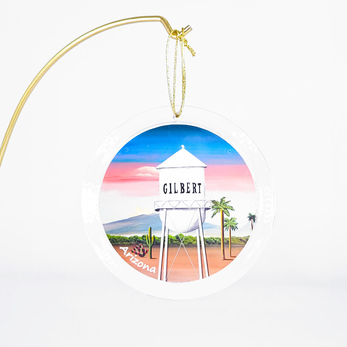 Gilbert Water Tower clear acrylic art ornament by Brenda